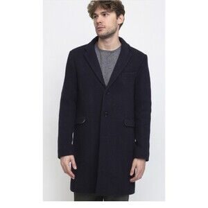 WAX LONDON Kray Coat Small Navy Blue NEW Jacket‎ Business Professional Wool